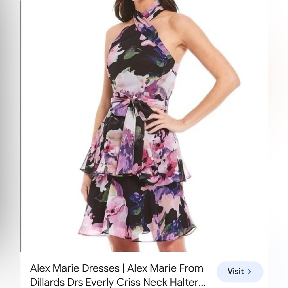 Alex Marie Dress Women's Black and Pink Floral. Size 14.
